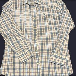 Banana Republic Blue and Cream Checkered Shirt